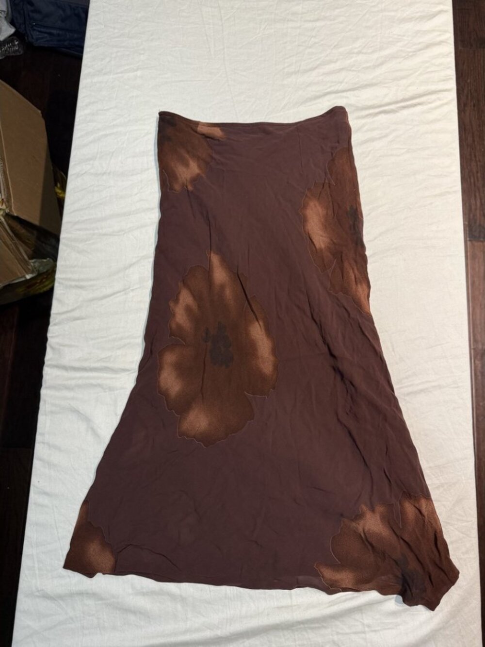 Sportstaff Italian Burnout Viscose Maxi Skirt Brown Bronze Floral Size 10 I 44